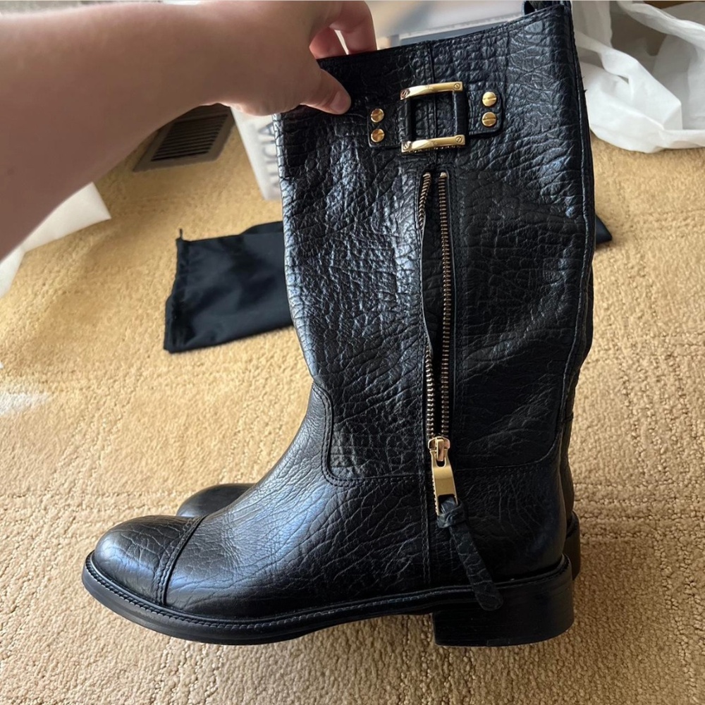 Pebbled leather Tory Burch mid calf boot
